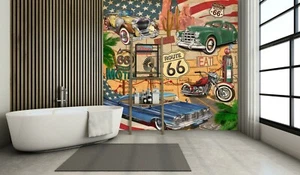 3D Motorrad Auto Karte R643 Transport Tapete Wandbild selbstklebend ablösbar Zoe - Bild 1 von 7