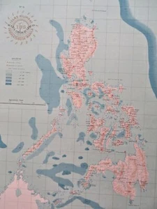 Philippines Mountains Orography Filipinas 1900 large color detail map - Picture 1 of 4
