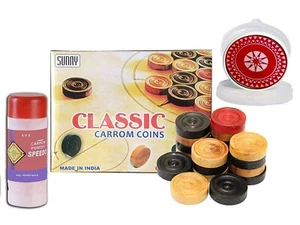 Carrom Playing Coins + Powder and Striker - Picture 1 of 4