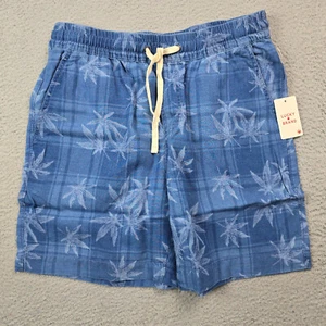 Lucky Brand GANJA Shorts Mens MEDIUM BLUE CASUAL WEED Flower Tropical Beach NWT - Picture 1 of 12