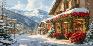 20'x10'CP Mountain Village Scenic Microfiber Fabric background backdrop WBH141 - Picture 1 of 6