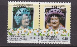 1985 KARIBIK KÖNIGLICHER BESUCH KÖNIGIN MUTTER POSTFRISCH ST VINCENT GRENADINEN FEHLER INV OPT - Bild 1 von 1
