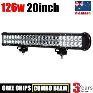 126W 20INCH CREE LED LIGHT BAR FLOOD SPOT OFFROAD DRIVING WORK AUTO SUV UTE LAMP - Picture 1 of 11