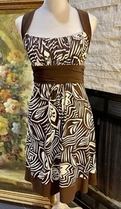 Vintage B Darlin Sundress Back Tie Brown & White Sweatheart Neck Size 5/6 Y2K - Picture 1 of 11