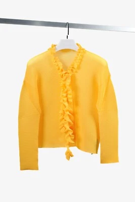 Cárdigan Issey Miyake RARO Amarillo Brillante Plisado Arrugado, talla JP3 Foto 1 de 4