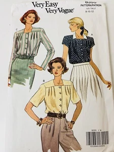 Vintage Vogue Muster lose Passform vorne Knopf Bluse Top #8355 GESCHNITTEN Größe 8-12 - Bild 1 von 2