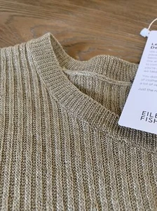 Túnica cuello redondo de lino orgánico caqui Eileen Fisher nueva con etiquetas talla L precio de venta sugerido por el fabricante 198 USD - Imagen 1 de 9
