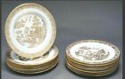 Extreemly Rare Antique 14 Wedgwood Asian Gold Willow Dinner Plates