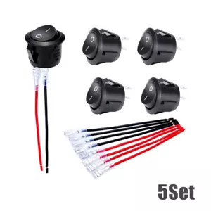 5x Universal 12V 20mm ON Off Toggle Round Rocker Switch for Car RV 2 Pin Switch - Picture 1 of 12