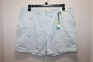 JOULES CRUISE SHORTS CHINO EMBROIDERED BEES STRIPED LGHT BLUE & WHITE SIZE 14 US - Picture 1 of 6