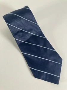 Corbata de seda Donna Karan azul marino astilla a rayas texturizada hecha en EE. UU. - Imagen 1 de 4