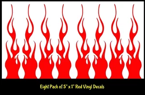 Tribal Flames Red Hot Rod Fire Eight 5" Red Vinyl Decal Car Truck Motorcycle - Picture 1 of 1