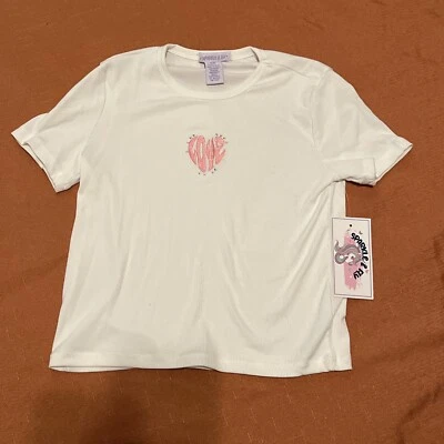 Sparkle & Fly White Ribbed Short Sleeve Tee Girls Size 10 - Image 1 of 4