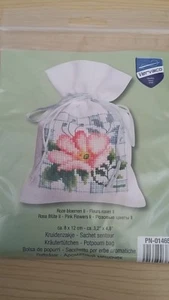 Nuevo Bolso Pourri Vervaco Contado Punto de Cruz Rosa Diseño Floral - Imagen 1 de 2