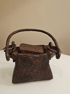 ANTIQUE TRIBE MECHANICAL FARMER WOODEN OIL STORAGE  CANISTER - Picture 1 of 5