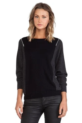 Осень кашемир цвет блок доломан свитер‎ черный перец с молнией плеча S - Изображение 1 из 4