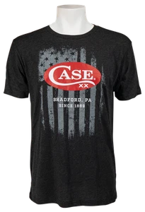 CASE XX Coltelli U.S. T-shirt grande bandiera e logo rosso cotone nero 52588 - Foto 1 di 1