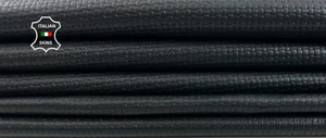 BLACK WOVEN PRINT Thin Soft Italian Lambskin leather 2 skins 10sqf 0.6mm #C5648 - Picture 1 of 7