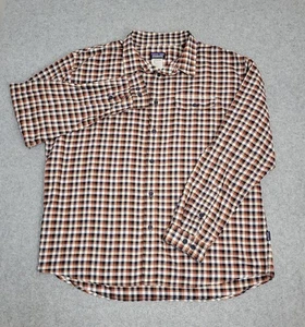 Patagonia Shirt Mens XL Blue Orange Plaid Long Sleeve Button Down Organic Cotton - Picture 1 of 13