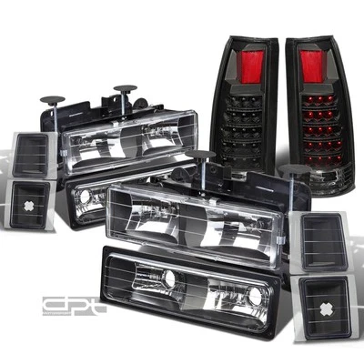 PARA 94-98 C10 C/K FAROS NEGROS+ESQUINA+PARACHOQUES+LÁMPARA DE LUZ LED TRASERA TRANSPARENTE Foto 1 de 4