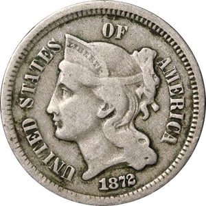 1872 Three (3) Cent Nickel - Picture 1 of 2