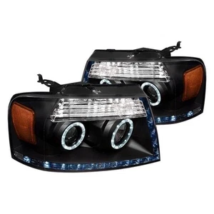 For Ford F-150 04-08 Headlights Driver & Passenger Side Black Dual Halo - Picture 1 of 10