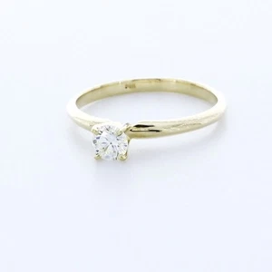 ANILLO SOLITARIO CLÁSICO ORO 14K CORTE REDONDO H/VS1 DIAMANTE NATURAL CERTIFICADO 0,4 CT - Imagen 1 de 3