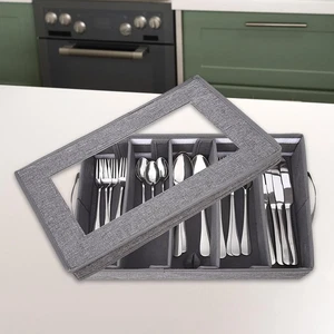 Flatware Storage Case with Handles Flatware Utensil Storage Case Box for Cutlery - Picture 1 of 12