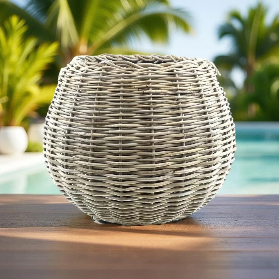 van der Leeden Drypot Rattan Sylter Blumentopf Übertopf  Pflanztopf 22x27x22cm - Bild 1 von 1