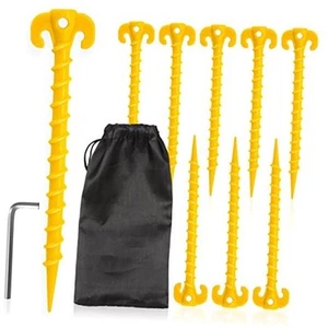 8 Pack Large 10 inch Outdoor Tent Stakes Heavy Duty Screw Style for Camping, - Picture 1 of 7