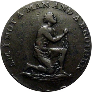 1790er England Anti-Sklaverei harte Zeiten Medaille Bin ich kein Mann & ein Bruder Lancaster - Bild 1 von 2