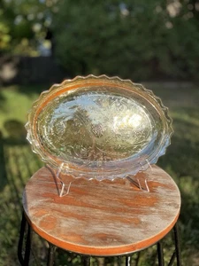 Vintage Jeannette Glass Floragold Louisa Iridescent Oval Serving Platter - Picture 1 of 4