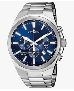 Citizen Quartz Mens Watch, Blue Dial, Stainless Steel, Classic, Silver - Picture 1 of 1
