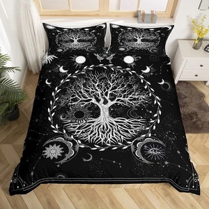 Tree of Life Duvet Cover Set King Size Sun and Moon Print Bedding Set 3pcs fo... - Picture 1 of 5