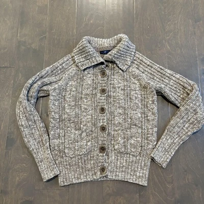 Gap Cardigan Sweater Women Medium Brown Marled Cable Shawl Collar Y2K Retro - Image 1 of 4
