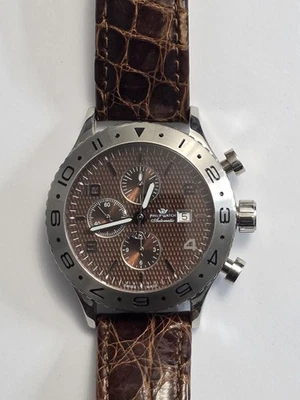 PHILIP WATCH ADMIRALE 7750 VALJOUX RARE BROWN WAFFLE DIAL CHRONO AUTOMATIC WATCH - Image 1 of 4