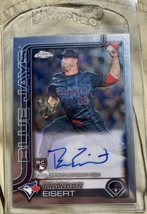Tarjeta autógrafa Brandon Eisert RC 2025 Topps cromada #RA-BE Toronto Blue Jays - Imagen 1 de 3