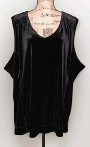 Avenue - Black Velour V-Neck Stretch Sleeveless Tunic - Women's Size 30/32 - Picture 1 of 3