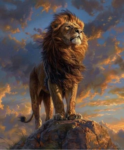 Lion Modern Wall Art Framed Canvas Picture 20x30" - Picture 1 of 1