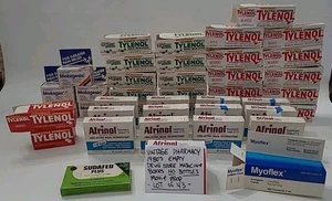 Vintage Apotheke 80er leere Drogerie Medizin Boxen Konvolut 43 Film Requisite lesen - Bild 1 von 24