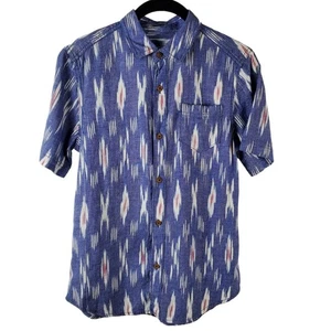 Tucker + Tate Boys Sz L Blue Chambray Ikat Polo Top Short Sleeve Coastal Casual - Picture 1 of 9