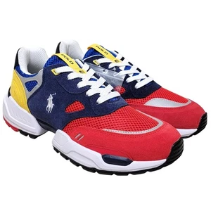 Polo Ralph Lauren Hombres Polo Jogger Zapatillas bajas Talla US 9D Azul Marino Rojo Amarillo - Imagen 1 de 7