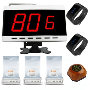 SINGCALL Wireless Calling System Cafe 1 Receiver,2 Watches,3 Table Bells,1 Pager - Afbeelding 1 van 11