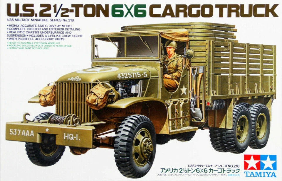 TAMIYA 35218 U.S. 2.5 ton 6x6 Cargo Truck Model Kit Scala 1/35 - Immagine 1 di 1