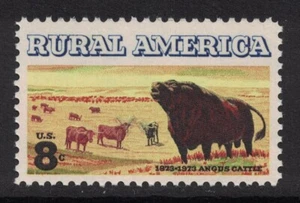 Scott 1504- Rural America, Angus Cattle- MNH 8c 1973- unused mint stamp - Picture 1 of 1