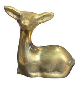 Small Vintage Mini Solid Brass Deer Fawn 2.5" Tall   Christmas Made in Korea - Picture 1 of 6