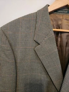 3BTN Franco Tassi Mens Houndstooth Suit Jacket Blazer Sport Coat Brown/Green 44R - Picture 1 of 20