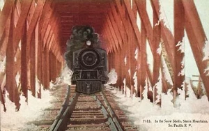 Schneeschuppen Sierra Mountains So. Pacific Railroad Zug Nevada Postkarte um 1910 - Bild 1 von 2