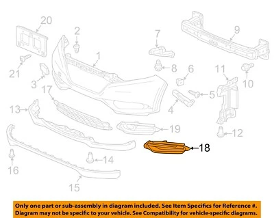 Componentes de parachoques HONDA OEM 16-18 HR-V - rejilla exterior 71105T7WA00 Foto 1 de 2