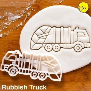 Rubbish Truck cookie cutter - Garbage Bin Lorry Birthday Party trash vehicle - Picture 1 of 6